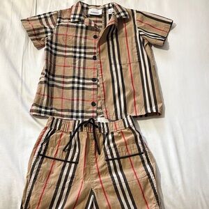 Burberry Beige and Black Plaid Kids Set